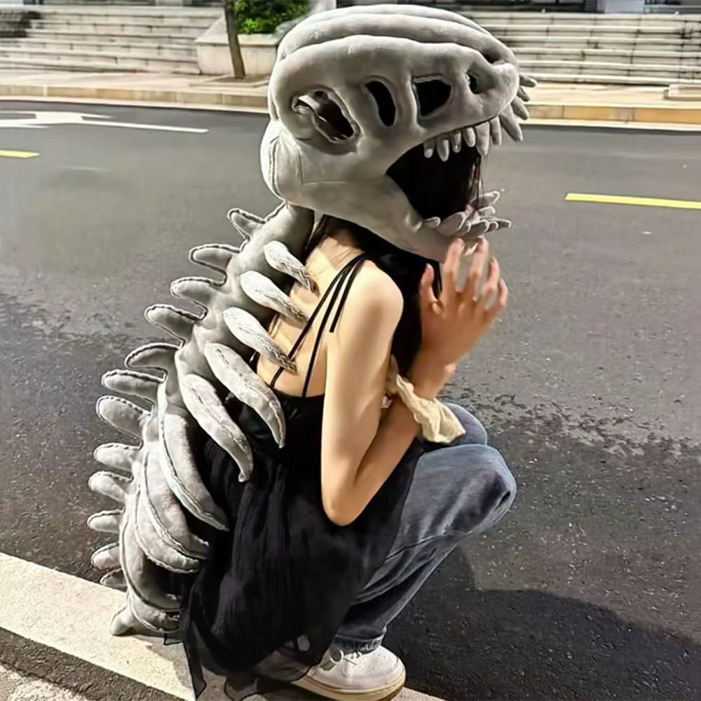 75/115CM Dinosaur Skeleton Costume Set Dress up Clothing Plush Toys Party Cosplay Toy Kid Adult Dress-Up Creative Funy Gift