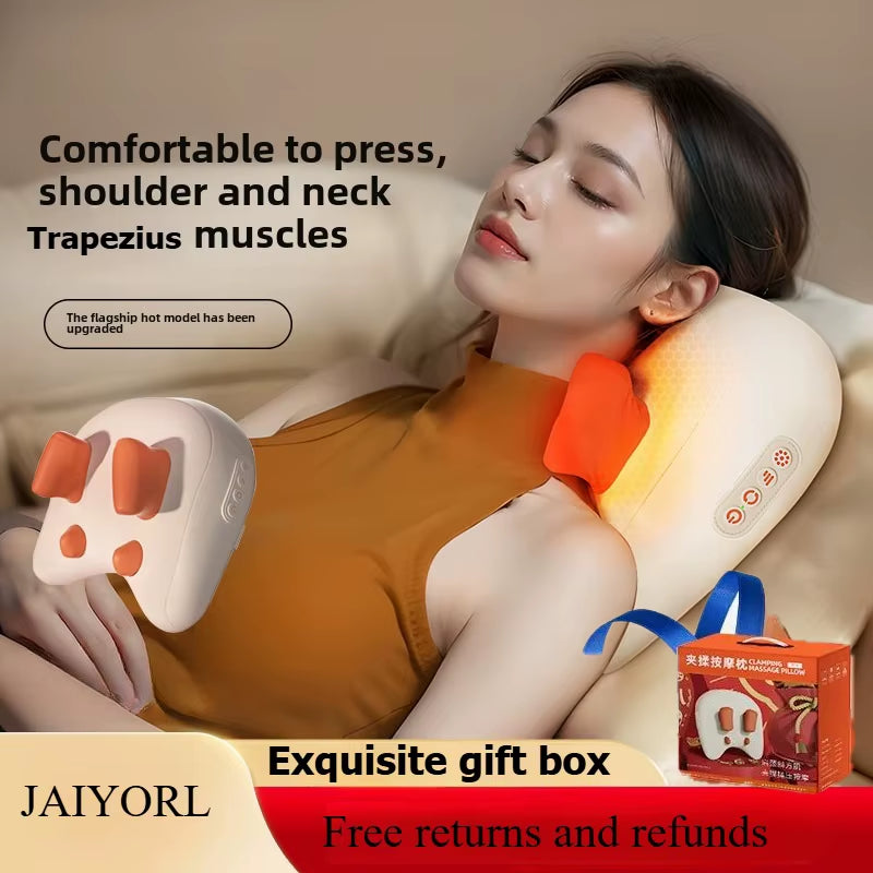 Trapezius Electric Massage Pillow for Neck and Shoulder Wireless Car and Home Massager Heat Waist Leg Cervical Shiatsu Kneading