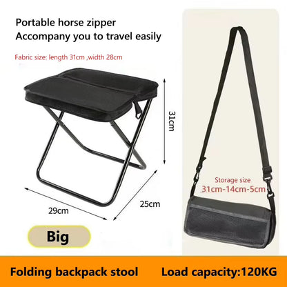 Folding Stool for Outdoor Leisure, Camping, and Hiking Fishing Trips, Convenient Shoulder Bag Style Portable Stool for Storage