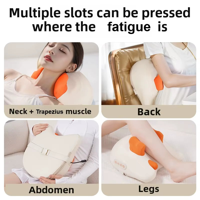 Trapezius Electric Massage Pillow for Neck and Shoulder Wireless Car and Home Massager Heat Waist Leg Cervical Shiatsu Kneading